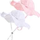 Baby Girl Sun Hat with UPF 50+ Outdoor Adjustable Beach Hat with Wide Brim Bucket Hats