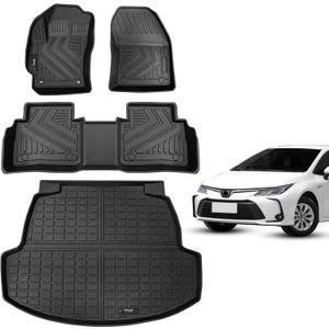 Floor Mats and Cargo Liner Set for 2020 2021 2022 2023 2024 2025 2026 Toyota Corolla Sedan Accessories All-Weather TPE Mat Protection (for 20-26 Toyota Corolla Floor Mats+Cargo Liner)