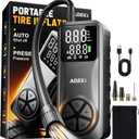 Tire Inflator Portable Air Compressor: 150PSI Rechargeable Air Pump with Digital Pressure Gauge, LED Light and Auto Shut-Off - Fast Inflation for Car, Motorcycle, Bike, and Ball - Black