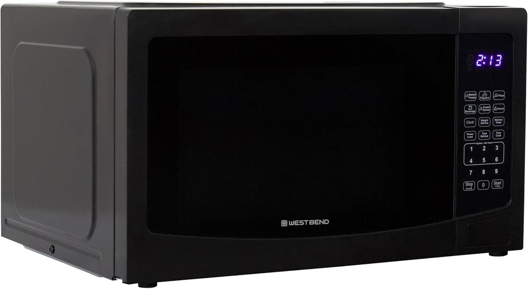 West Bend Microwave Oven, 1000 Watts, 1.1 cu. ft., in Black
West Bend Microwave Oven, 1000 Watts, 6 Pre-Set Cooking Settings, Glass Turntable, 1.1 cu. ft., in Black