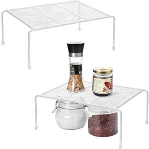 Lonian Kitchen Cupboard Organiser, Home and Kitchen Storage Shelf Wire Rack for Kitchen Cabinets, Counter-Tops, Pantries, Food and Utensils (Pack of 2)