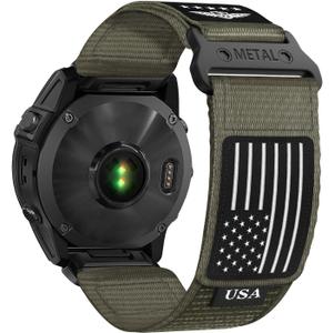 Rugged Nylon Bands for Garmin Fenix 7/Fenix 6/Fenix 5/Fenix 8 E 47mm/5 Plus/6 7 Pro Band for Men,Quickfit Sports Strap Fabric Smartwatch Wristband for Forerunner 965/955/945/935/Instinct 2/EPIX 2 (22mm-S-(6.4"-7.4"), 04-Grey)