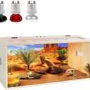 PROLEE Bearded Dragon Tank, 81 Gallons Wooden Reptile Enclosure, Tempered Glass Lizard Tank, Large Bearded Dragon Enclosure with Built-in Lamp Fixture for Lizard