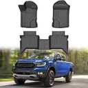 Mixsuper Floor Mats for Ford Ranger Supercrew Cab 2019-2023 All Weather Floor Liners Durable 1st and 2nd Set Black