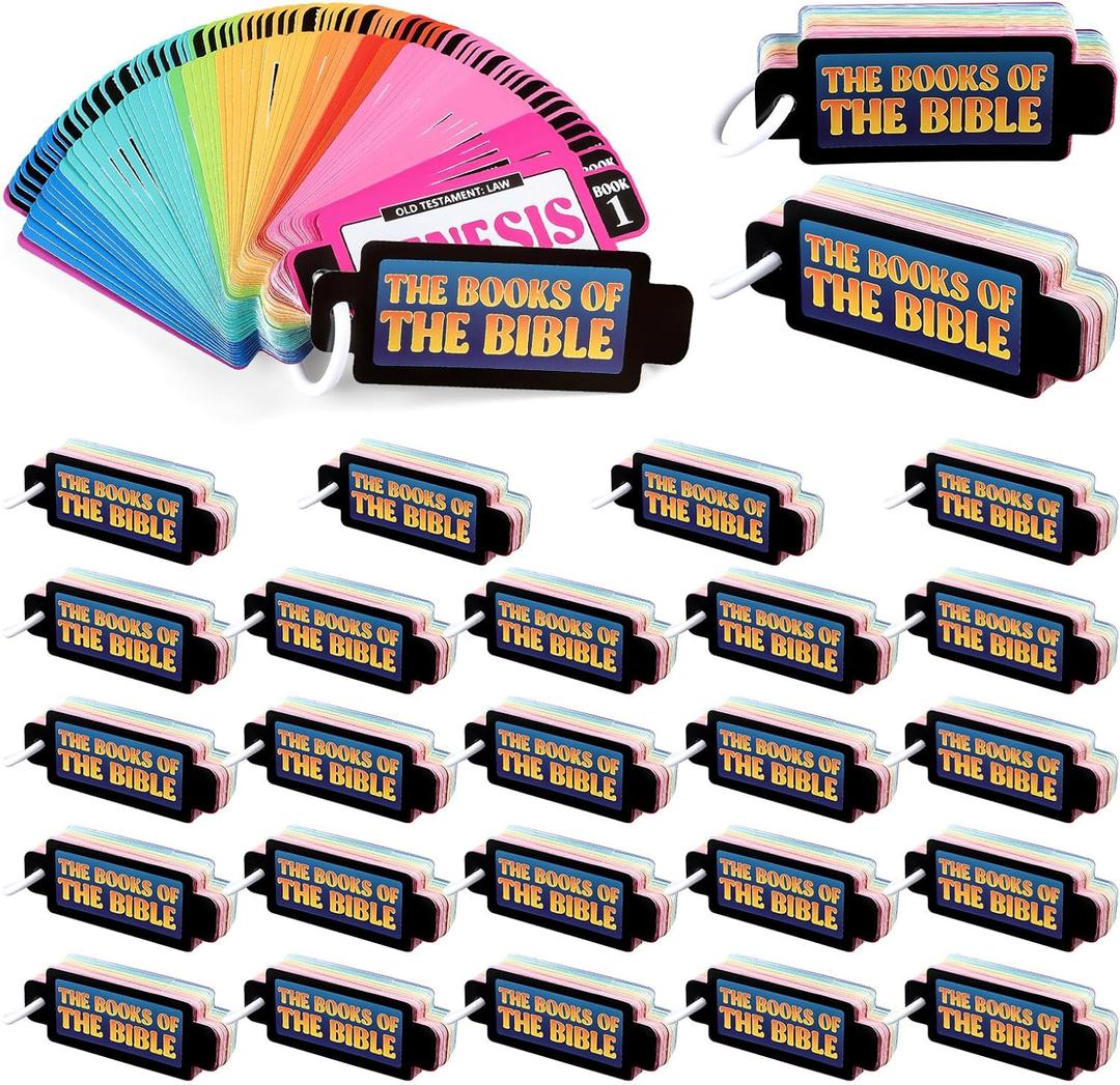 Marspark Kids Bible Information Cards Multicolored Books Bible Flash Games Cards 4.7" X1.8" Engaging Tools for Boy Girl Fun Learning (24 Set)