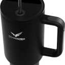 Swoop Smart Tumbler 40 oz | Stainless Steel Vacuum Insulated with Touch Screen Temperature Sensor Lid, Handle and Straw for Water, Coffee, Smoothie, Iced Tea and All Beverages (Raven Black)