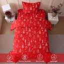 JSD Red Kids Christmas Comforter Set Twin Size, 2 Piece Xmas Tree Printed Microfiber Bedding Set, Machine Washable