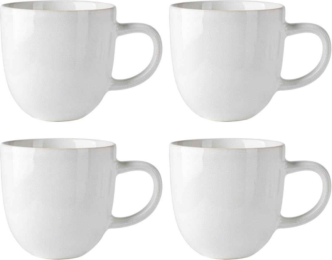 AmorArc 12oz Coffee Mugs Set of 4, Ceramic Coffee Mugs for Man,Woman,Dad,Mom, Modern Coffee Mugs with handle for Latte/Cappuccino/Cocoa. Dishwasher&Microwave Safe, Reactive White