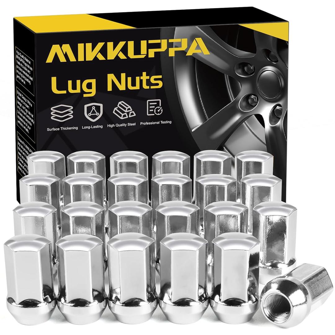 MIKKUPPA 24pcs M14x1.5 Lug Nuts - Replacement for 1999-2022 Chevy Silverado 1500, 2012-2022 Suburban, 2000-2022 GMC Yukon, 2012-2022 Ram 1500 2500, 7/8" Hex Chrome Closed End OEM Lug Nuts