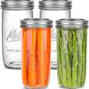 24oz Wide Mouth Mason Jars 4 Pack Reusable Glass Mason Jars with Airtight Lids for Canning, Pickling, Food Storage, Jam, Jelly, DIY Crafts Dishwasher Safe