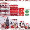 24 PCS Christmas Bags for Wrapping Holiday Gifts,Hot Stamping Foil Festival Bag Bulk Set with Snowman, Reindeer,Christmas Stocking/Cane/Tree, Snowflake, Gin Design - 6 X-Large,6 Large,6 Medium,6 Small (24 Count (Pack of 1))