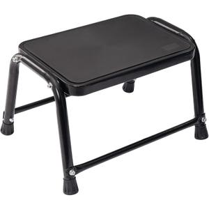 Leekpai Improved Heavy Duty Step Stool for Adults & Seniors - Metal Step Stool, 2 Support Rods Holds 350 lbs, StepStool for Bed 10.5" High,Black