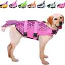 ASENKU Dog Life Jacket - Pet Safety Vest for Swimming & Boating, Shark Life Jacket with Floatation, Dog Lifesavers Swimsuits for Small Medium Large Dogs (Mermaid Pink, L)