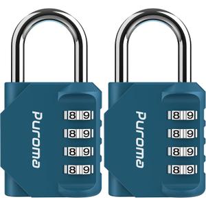 Puroma 2 Pack Combination Lock for Locker 4 Digit Outdoor Waterproof Padlock for School, Gym, Sports, Fence, Toolbox, Gate, Case, Outdoor, Hasp Storage, Cabinets (Dark Green) (Peacock Blue)
