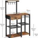 Bakers Rack with Storage, 5-Tier Coffee Bar Station with Drawer, Kitchen Coffee Stand with Pod Drawer Holder, for Living Room, Home Cafe, Kitchen, Rustic Brown KF60BRY1