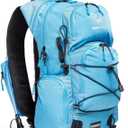 Water Buffalo Hydration Backpack - Sherpa 22L Hiking Backpack with Water Bladder - Water Backpack for Hiking with Waterproof Zippers, Phone & Pole Holders (Medium, Light Blue)