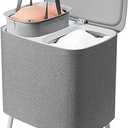 Double Laundry Hamper 2 Partition Laundry Bag With Handle Tall Laundry Hamper With Legs Suitable for Dirty Clothes Bedroom, Bathroom, Four Legs Exterior