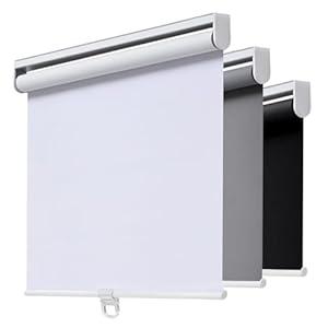 AOSKY Cordless Roller Shades Blackout Blinds for Windows Room Darkening Rolled Up Shades with Spring System, UV Protection Window Shades Door Blinds for Home and Office (34.5" W x 72" H, White)