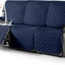 TAOCOCO 100% Waterproof Recliner Covers, Recliner Sofa Covers with Leg Straps, Reversible Recliner Couch Cover for Reclining Chair, Washable Couch Protector for Pets Kids(3 Seater, Dark Blue)