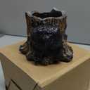 5 Inch Black Bear Succulent Planter - Small Resin Tree Stump Flower Pot with Drainage Hole, Cute Animal Container for Cactus, Indoor Desktop Decor Gift