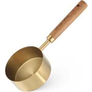 125 ML Tablespoon Coffee Scoop, Stainless Steel Wood Teaspoon Scoop, Wood Long Handle Coffee-Bean Scoops, Measuring Scoops for Coffee, Tea, Spices (1/2cup, 7 Inch)