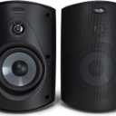 Polk Audio Atrium 6 All-Weather Outdoor Speakers with Bass Reflex Enclosure (Pair, Black), Broad Sound Coverage, Speed-Lock Mounting System