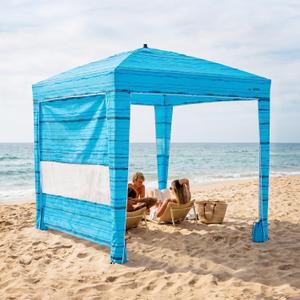 UPWELL Beach Tent Easy Set Up Canopy Sun Shelter Shade with UPF 50+UV Protection Portable Beach Umbrella Outdoor Sunwall with Sand Pockets for Fishing Backyard Camping (Deep Sea Blue), 5.9 ft x 5.9 ft