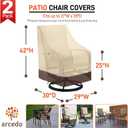 Arcedo Outdoor High Back Chair Covers Waterproof, Heavy Duty Stackable Dining Swivel Chair Covers, All Weather Resistant Patio Furniture Cover, 29W x 30D x 42H, 2 Pack, Beige & Brown