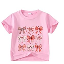 Little Girl Valentines Day Shirt Bow/Heart Clothes Toddler Valentines Day Outfit 3-8Y (Red)