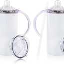 2 Pack Sublimation Blank Sippy Cup Tumblers with Handles Straight Stainless Steel Insulated Skinny Tumblers with Splash-proof Lid 12 oz Shatterproof Water Tumbler