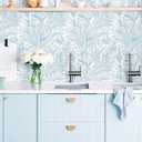 Dimoon 17.3" X 137.7" Peel and Stick Wallpaper Blue White Boho Contact Paper Modern Floral Leaf Wallpaper Renter Friendly Waterproof Removable Self Adhesive Wall Paper Bedroom Bathroom Cabinets Vinyl