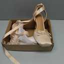 Satin Ballet Heels for Women Closed Square Toe Bow Ballerina Heels Lace Up High Heel Slingback Pumps Strappy Stiletto Mary Janes Elegant Party Shoes (5.5)