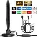 Krtresiar Digital TV Antenna, HDTV Antenna Indoor with Strong Magnetic Base, 39dBi High Gain TV Antenna for Smart TV Indoor Outdoor, Support 4K 1080p for All Older/Smart TV - 16.40ft Coax HDTV Cable