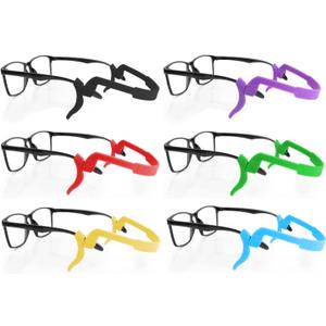 Silicone Athletic Glasses Strap & Non Slip Ear Grip for Boys Girls, Sports Sunglass Retainers, Kids Eyewear Accesories Keep Glasses from Sliding Down Nose - Pack of 6