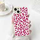 NITITOP Compatible with iPhone 15 Case Aesthetic Cute Leopard Print Pattern for Women Girls Men Trendy Slim Fit TPU Bumper Silicone Shockproof Full Camera Protection Cover - Rose Pink