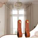 CroBlissful 6 Pcs Leather Curtain Rod Holders PU Leather Curtain Rod Bracket Mounted Loop Straps with Screws and Plastic Wall Plugs, Boho Pole Hanger Hook for Towel Oar Home Wall Display Decor(Brown)