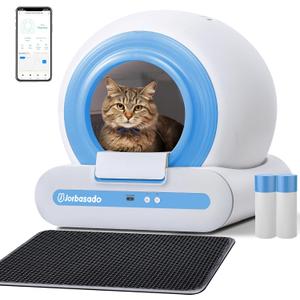 J JORBASADO Self Cleaning Litter Box, 65L+9L Automatic Cat Litter Box Self Cleaning for Multiple Cats, with APP Control and Safety Protection (type 1)