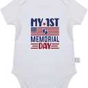 JingleFolk My 1st Memorial Day Toddler T-Shirt Patriotic Baby Shirt 4th of July Tee for Babies Infant Clothes, Size 90 