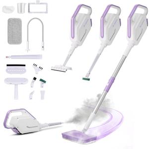 AAOBOSI Steam Mop, 1300W Powerful Detachable Handheld Steamer with 350ml Tank, 11 Multi-purpose Accessories, 23FT Power Cable, Steam Mops for Floor Cleaning, Tiles, Windows, Carpets, Furniture