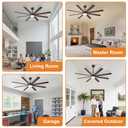 BvenuBigLite Large Ceiling Fan with Light: 72 Inch Indoor/Outdoor Fan Reversible DC Motor 6 Speed - Dual 8 Blades Big Ceiling Fans with Lights Dimmable 3CCT for Living Room Covered Patio, Brown