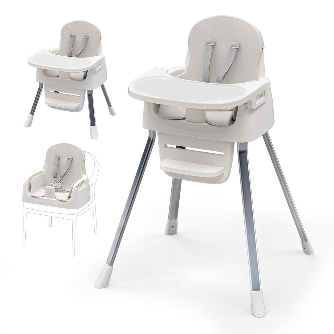 Portable Baby Highchair for Months Infants and Toddlers with 5 Point Harness Convertible Comfortable Seat for Cozy Eating Table Sit Up High Chair and Seats for Sitting Up Back Booster Feeding Chairs (white)