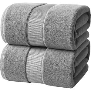 Infinitee Xclusives Luxury Bath Sheets Towels  2 Pack 600 GSM (35X70 Inches) 100% Ring Spun Cotton Large Bath Towels for Bathroom (Charming Grey, Bath Sheet Pack of 2)