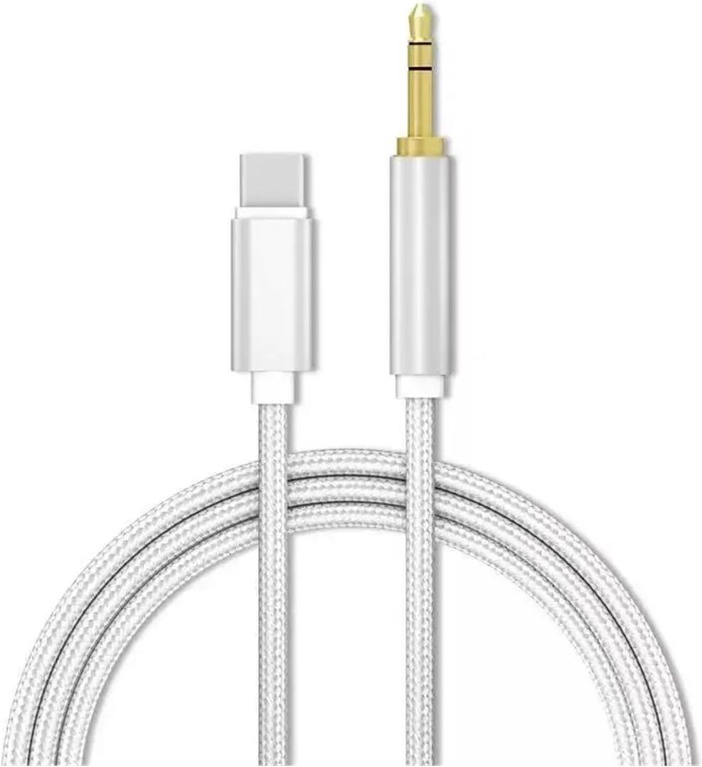 USB C to 3.5 MM Jack AUX Cable DAC Type-C Cabel Compatible with The Car Headphone Auxiliary Adapter(Silver) (1m) USB C to 3.5 MM Jack AUX Cable DAC Type-C Cabel Compatible with The Car Headphone Auxiliary Adapter(Silver) (1m)