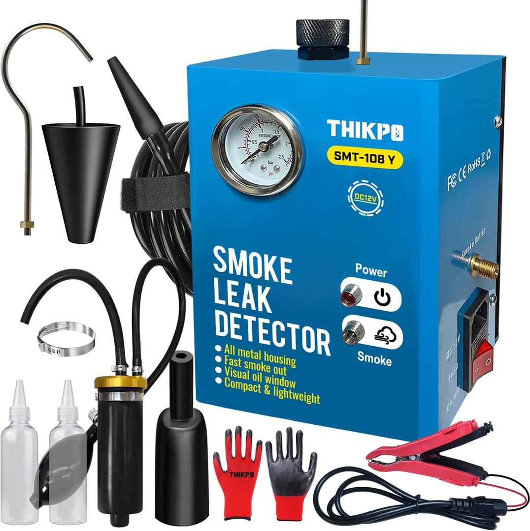 Smoke Machine Automotive, EVAP Smoke Machine Leak Tester Built-in Air Compressor, Professional Smoke Leak Detector for Car, 12V DC Vacuum Diagnostic Tester Tool for Pipe System, Fuel and More Leak