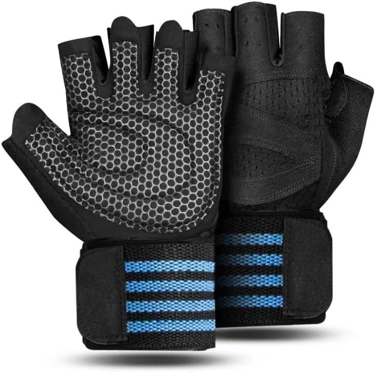 5 x PhAsz Workout Gloves for Full-Finger,Ventilated Weight Lifting Gym Lifting Gloves with Wrist Wrap Support for Men & Women,Full Palm Protection,for Weightlifting,Training,Fitness,Hanging (XX-Large, black)