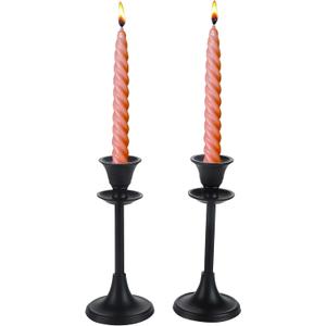 Rely+ Set of 2 Sturdy Metal Black Taper Candle Holders Decorations Candlesticks Holder Home Decor Wedding Parties Centerpiece for Dining Table Candle Stand (Small)