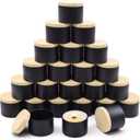 24-Pack 4oz Candle Tins with Wood-Grain Printing Lids, Metal Candle Jars for Candle Making, Bulk Empty Containers for Beginners & DIY Storage - Wood Black
