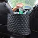 Car Handbag Holder Between Seats Back Storage Organizer Net Pocket Purse Holder Tissue Purse Holder, Driver Storage Pouch for Handbag Cup (Black)