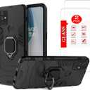 for OnePlus Nord N10 5G Case with [2 Pack] Tempered Glass Screen Protector, Heavy Duty Armor [Military-Grade] Protectivefor OnePlus N10 Magnetic Kickstand Car Mount Case Black