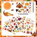 136 Pcs Fall Window Clings Decoration Thanksgiving Harvest Window Clings Cute Cartoon Turkey Pumpkin Leaf Stickers for Party Classroom Home Office Decoration